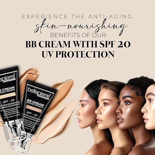Miniatura 2 de bellapierre BB Cream con SPF 20 - Protector solar tintado, corrector, base mate y crema facial hidratante  Fórmula ligera + aplicador superior  No