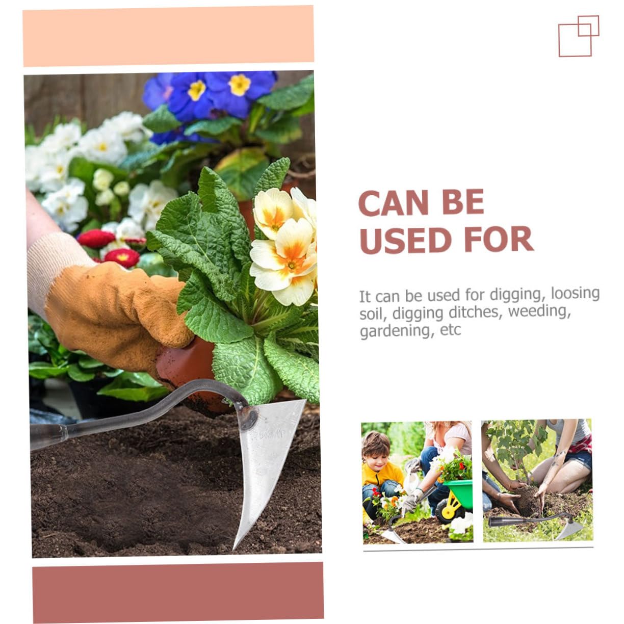 Azada Triangular de Hierro para Jardinería, Deshierbe y Zanjeo