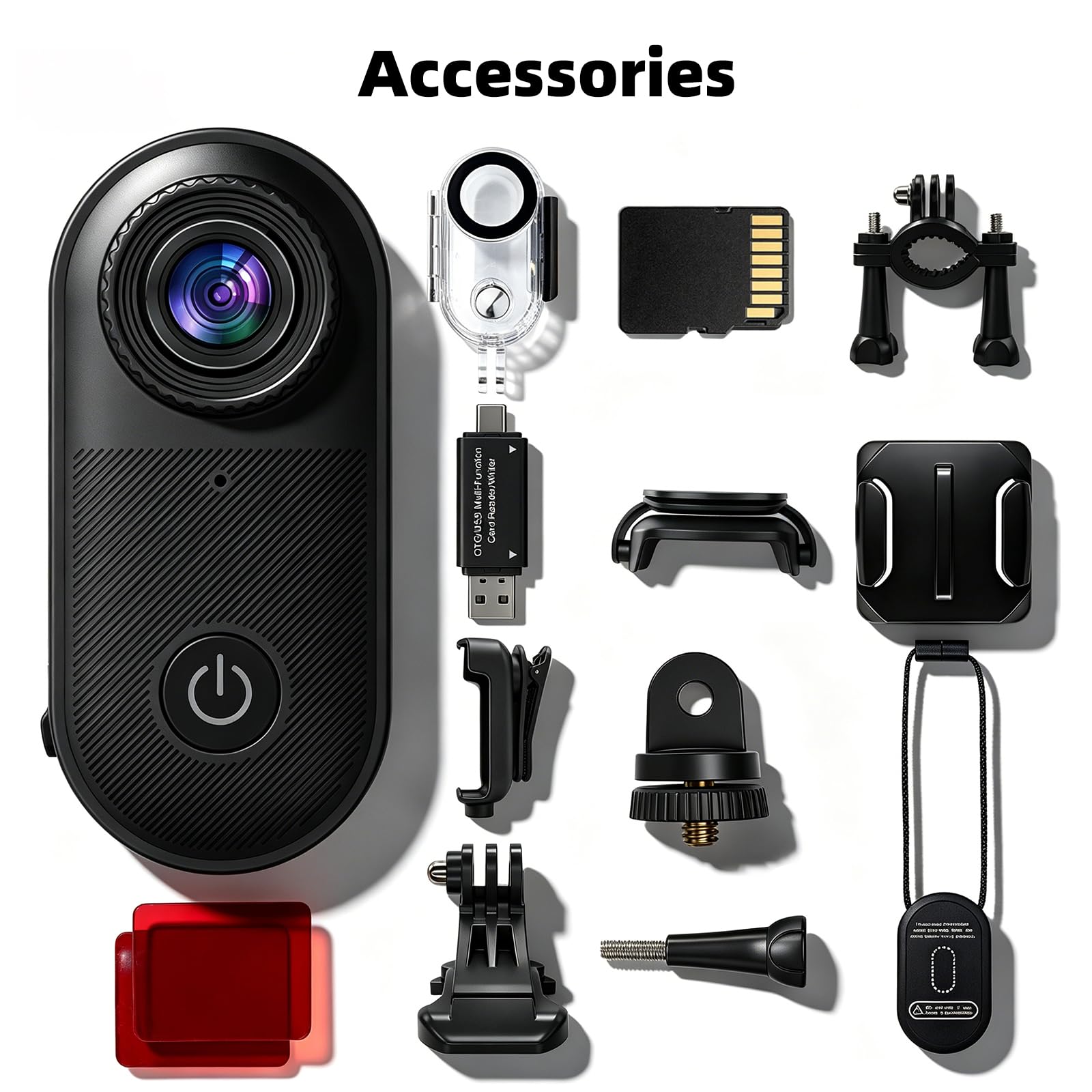 2.7K Camara Moto Tamaño Pulgar Magnética Portátil e Impermeable Body Cam | Con Tarjeta de Memoria y Accesorios, Grabación Audio y Vídeo para Deportes, Viajes, Vlogs y Exterior
