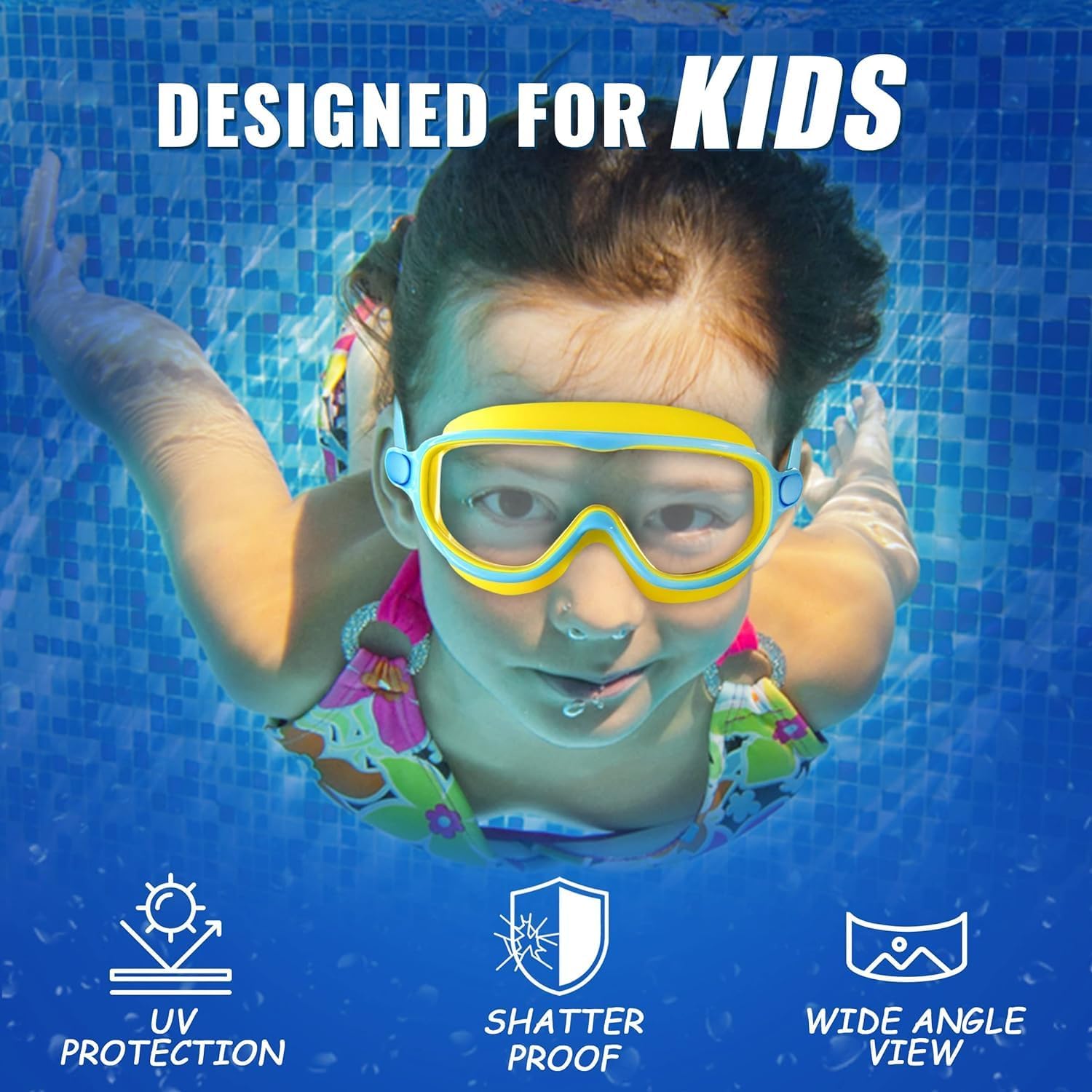 Swimming Goggles for Kids 6-14 Age Boys, Girls | Swimming Cap for Kids with Big Frame Anti Fog Swimming Goggle and earplugs