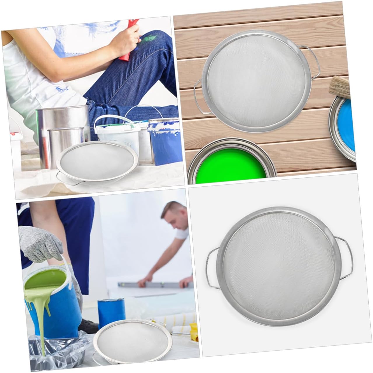 Stainless Steel Paint Strainer Mesh Filter with Handle Fine Metal Mesh Strainer for Paint Sprayers Reusable Filter Screen Suitable for Gallon Buckets and Industrial Coatings