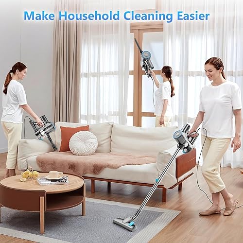Miniatura 8 de Aspiradora de palo con cable, potente aspiradora de palo de 25 Kpa, aspiradora 2 en 1, taza de polvo de 1.2 L, aspiradora de mano con cable para