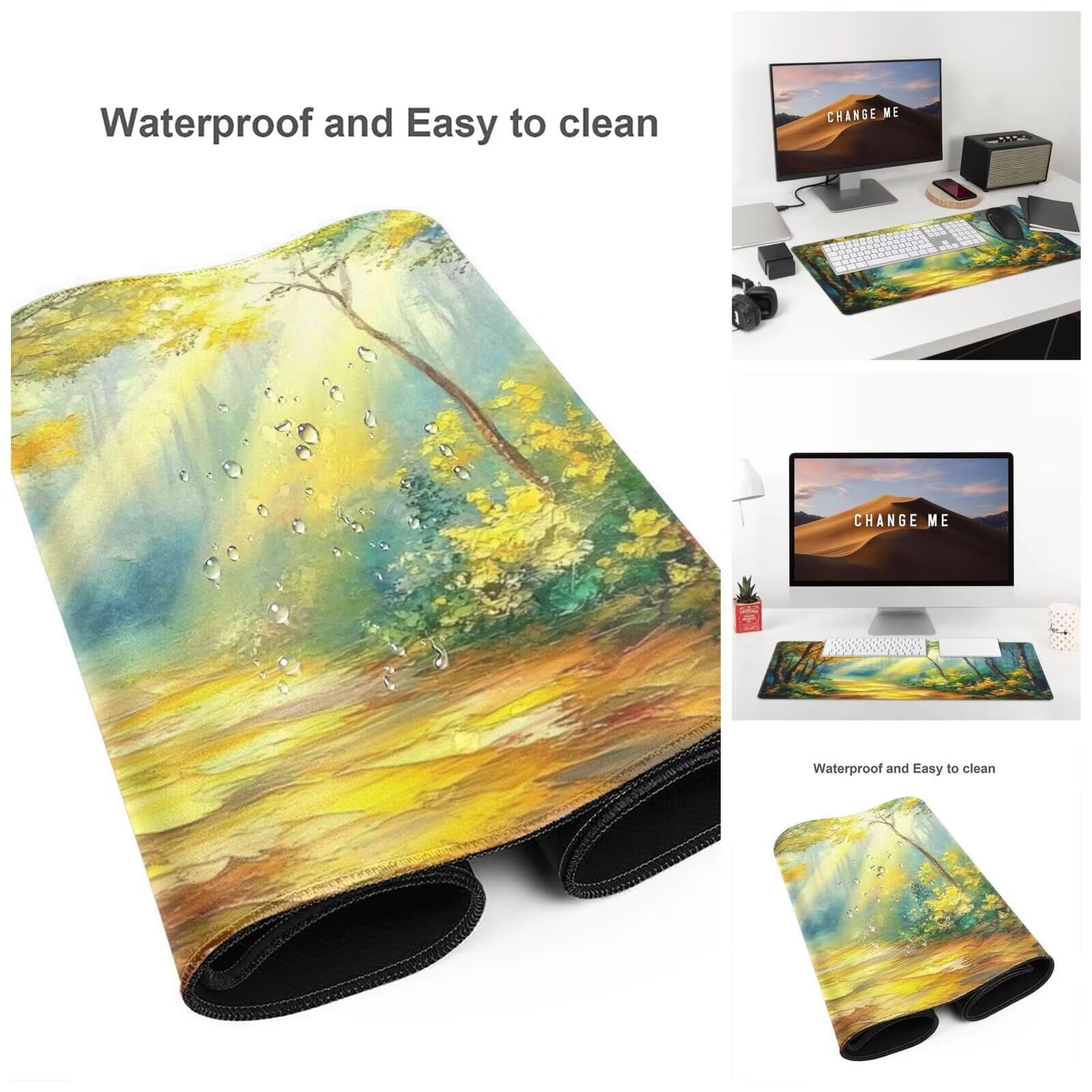 Alfombrilla Ratón Bosque Alfombrilla Ratón XXL 1600 x 800 mm, Paisaje Mouse Pad Gaming con Bordes Cosidos, Impermeable Mousepad XXL Base de Goma Antideslizante Duradera, Mouse Pad para Oficina Q874