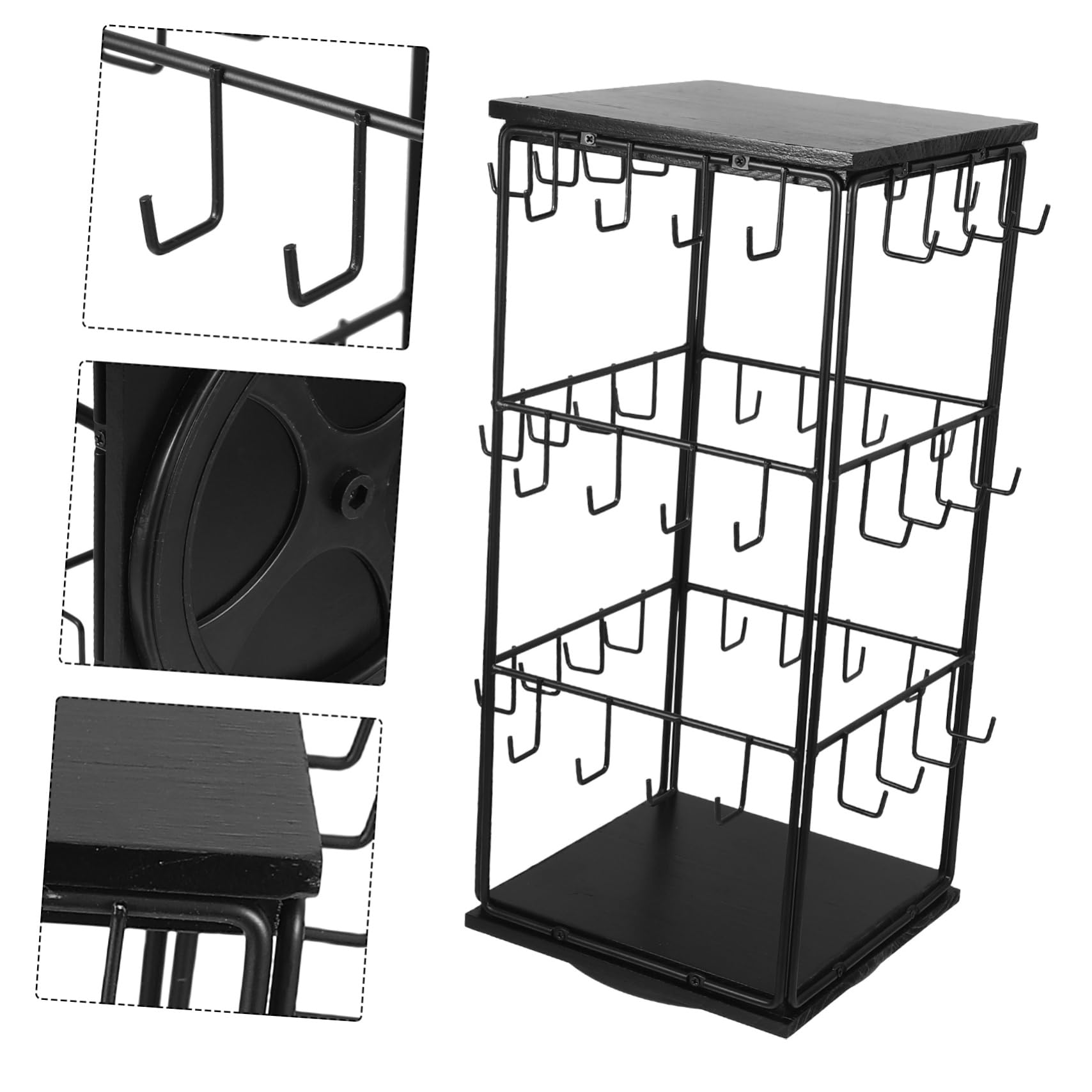IMIKEYA Espositore Girevole Per Gioielli - Espositore Per Orecchini in Legno Soluzione Multifunzionale E Salvaspazio Per Accessori Da Donna