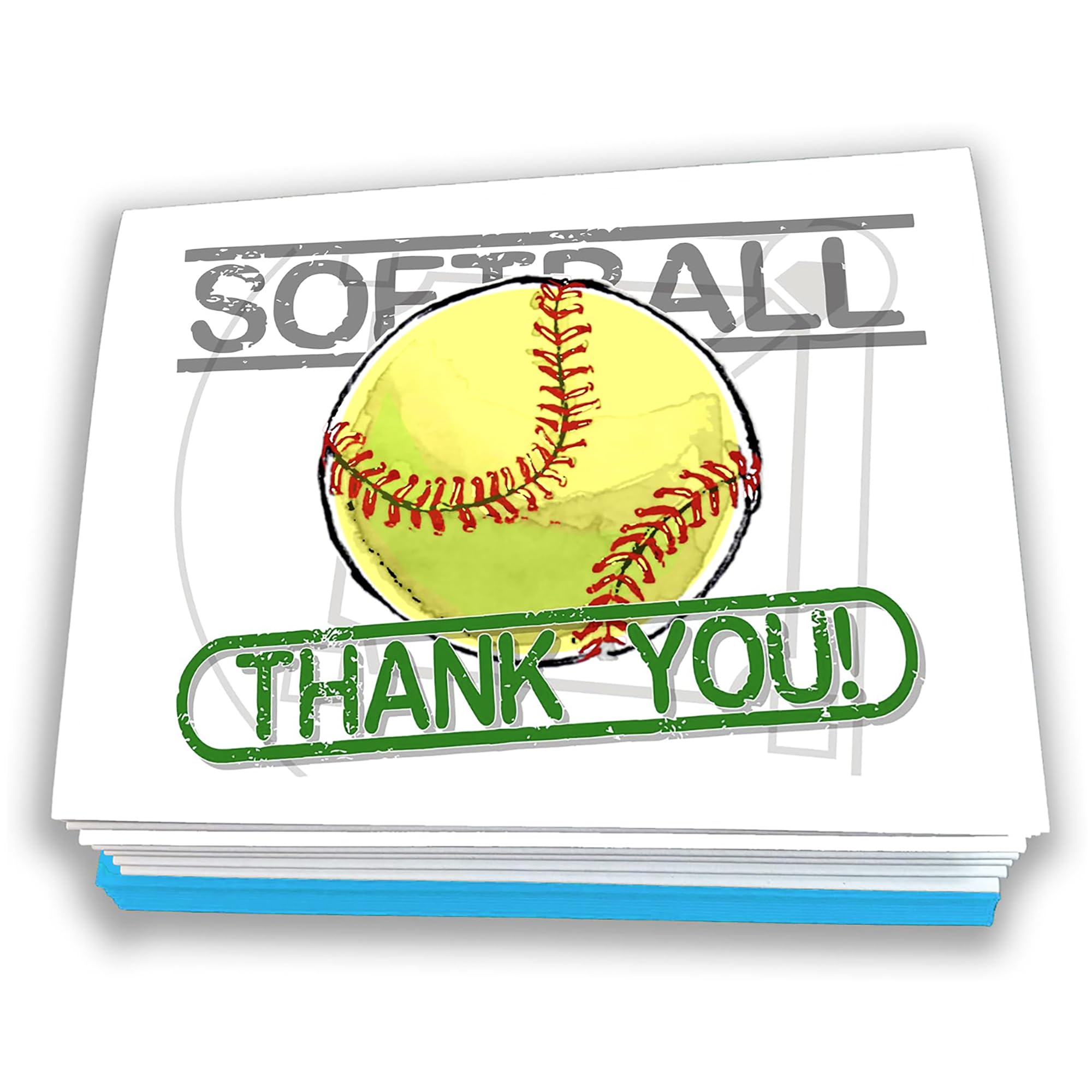 Play Strong Softball Thank You Note Cards 12-Pack (4.25" x 5.5") Illustrated Sports Thank You Note Cards - Awesome for Players, Coaches, Fans, Friends