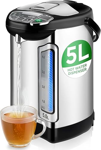 Miniatura 5 de NutriChef Caldera de agua y dispensador de agua caliente, dispensador eléctrico de bebidas de 8 litros con tapa de bloqueo de seguridad, grifo