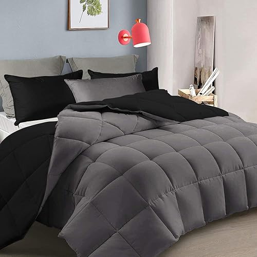 Juego de edredón reversible alternativo de algodón de 3 piezas con costura en caja, para todas las estaciones, 500 GSM, suave y acogedor, ligero, de