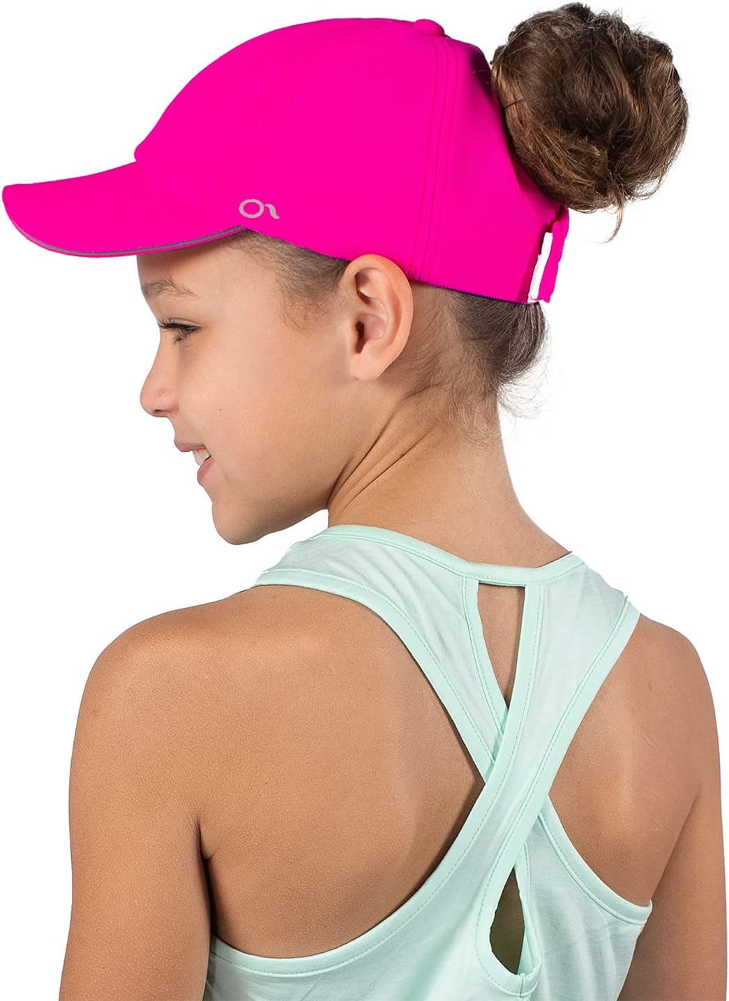 Kids Active Ponytail Hat, Patented Girlsโ Ponytail Baseball Cap with Reflective Lining, Quick-Dry UV Sun Protection