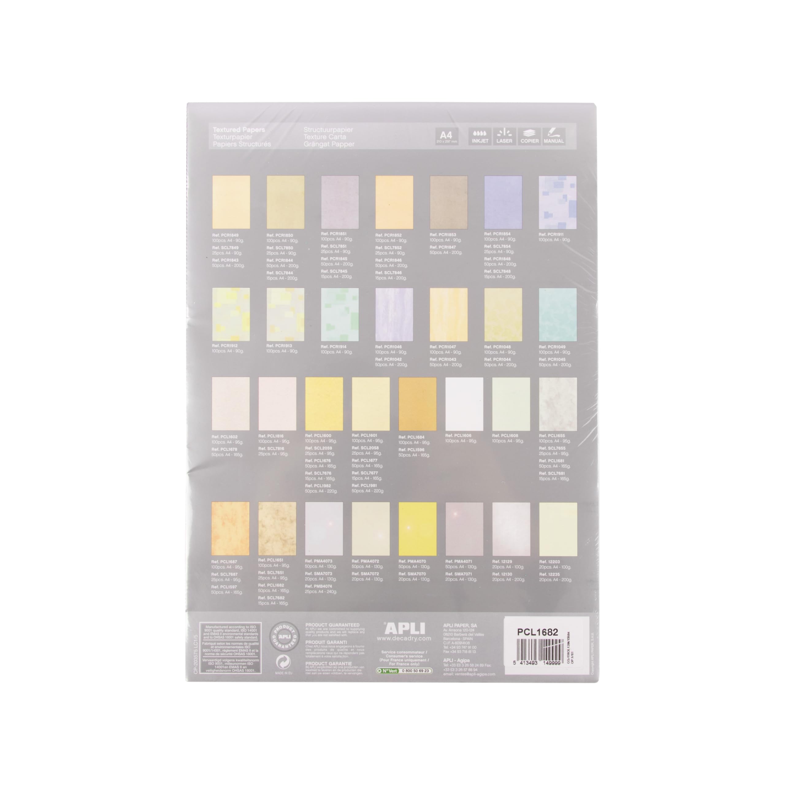 APLI PCL1682 -Papel mármol-havana, Papel textura mármol verde A4 165 g 50 hojas