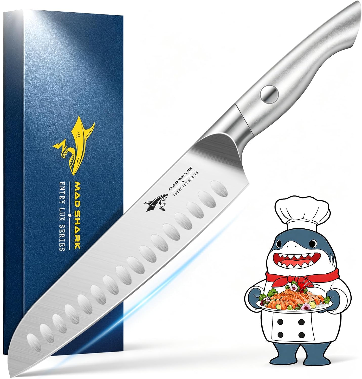 MAD SHARK 8 Inch Santoku Knife - Ultra Sharp Kitchen Knife