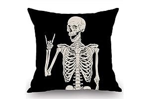 Swono Skull Throw Pillow Cover - Human Skeleton Posing