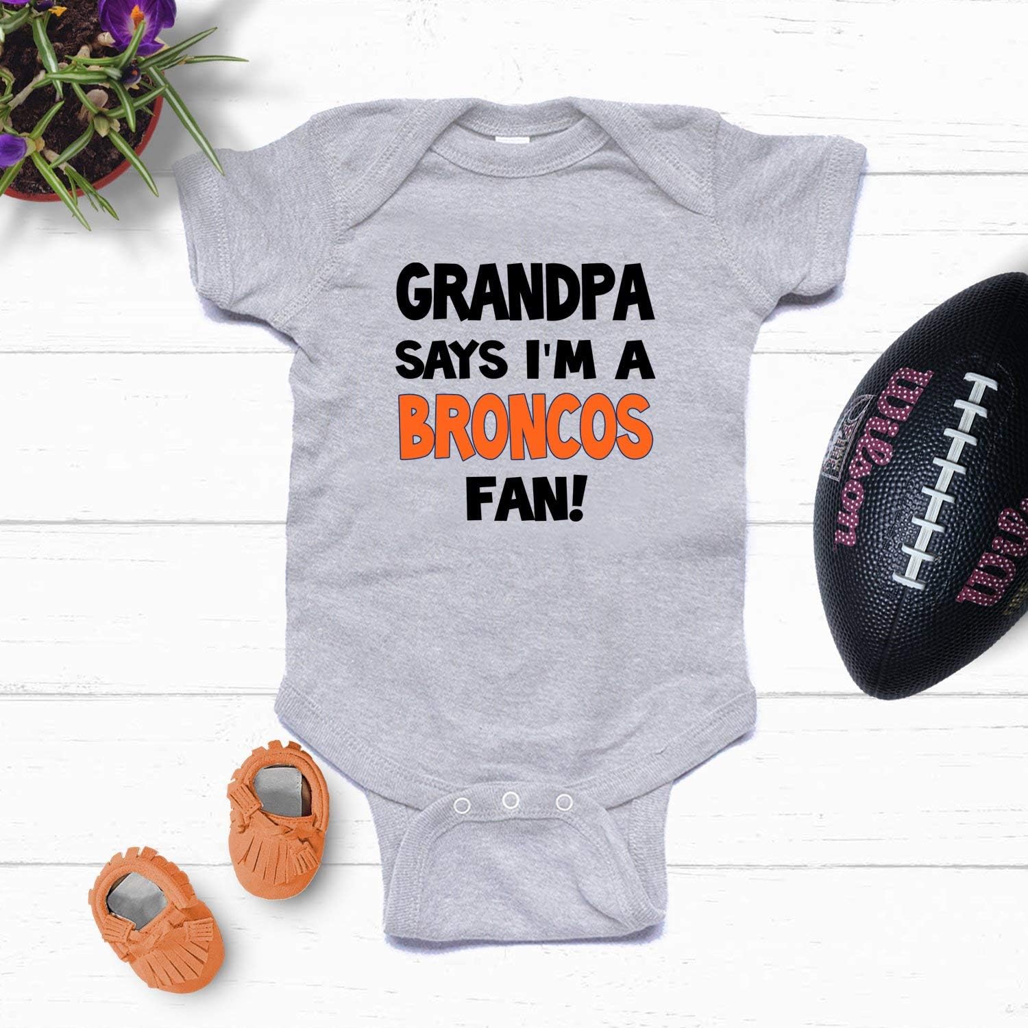 NanyCraft's Grandpa says I'm a BRONCOS Fan Baby Bodysuit
