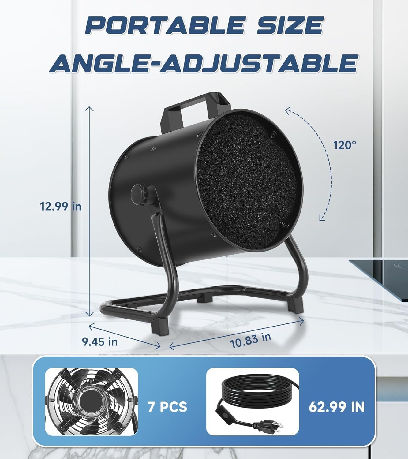 YOZON 8'' Portable Range Hood, Kitchen Exhaust Fan with Switch, Desktop Range Hood, 455 CFM Efficient Kitchen Ventilation, 120° Adjustable Angle, 8x Activated Carbon Filters for BBQ/Camping/RV - 3