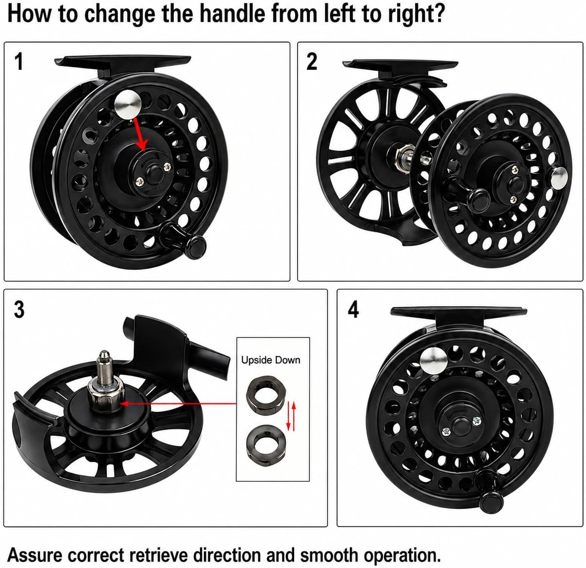 Aventik HVCE Graphite Fly Reel Center Drag System Classic III Graphite Large Arbor Sizes 3/4, 5/6, 7/8 Fly Fishing Reels