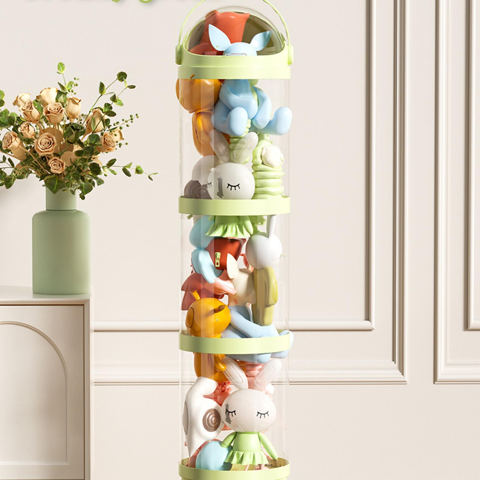 Tubo De Almacenamiento Para Peluches, Tubo De Almacenamiento Vertical De 162 Cm Para Juguetes, Contenedor Transparente Con 4 Niveles Exhibidor De Muñecas, Organizador Compacto Para Guarderías Y Cuarto