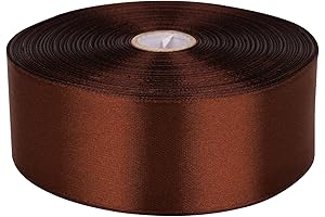 1-1/2 Inch Brown Satin Ribbon 50 Yards Satin Ribbon Roll