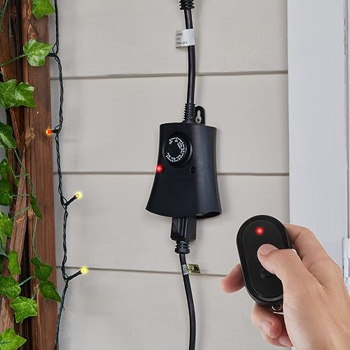 Miniatura 6 de Outdoor Timer Outlet with Remote, Plug in Timer, Dusk to Dawn Light Timer Switch, Electric Timer with 3 Grounded Outlets for Outdoor String Lights,
