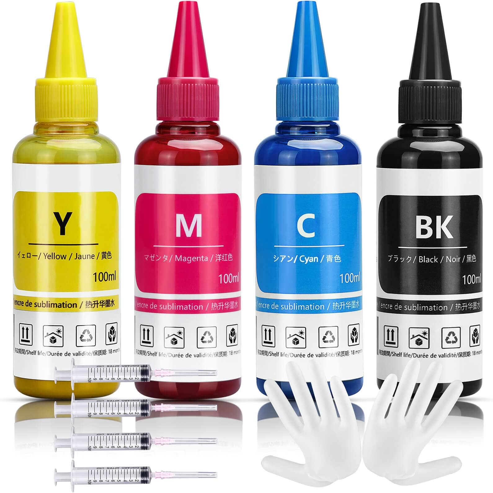Sublimation Ink Refilled for C88 C88+ WF7720 ET2720 WF7710 ET2650 ET2750 WF2750 WF3620 Printer(1*Black 1*Cyan 1*Magenta 1*Yellow,4-Pack)