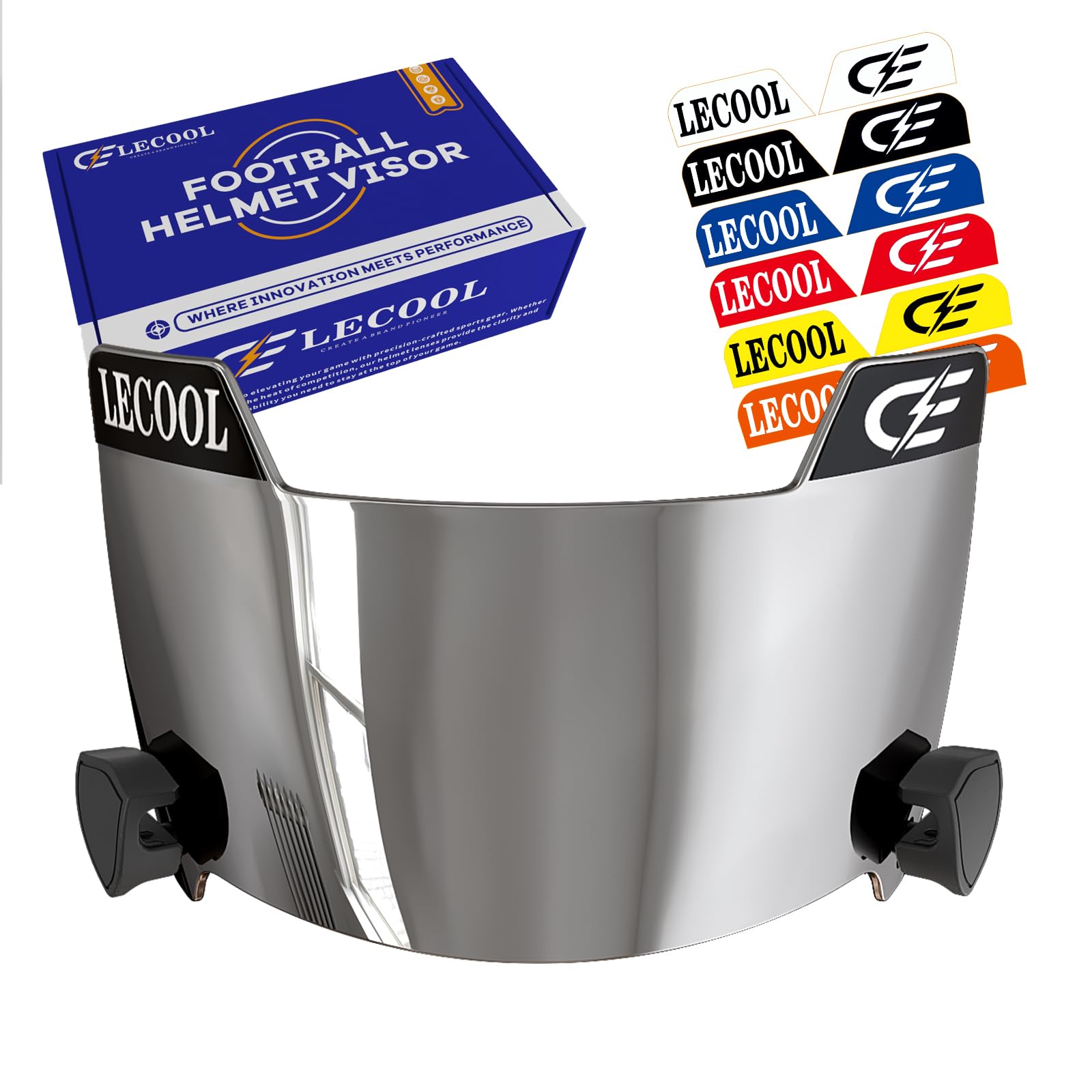 LeCool Football Visor – 3D Curved Lens Technology, Wide Field Vision, Fits Youth & Adult Helmets