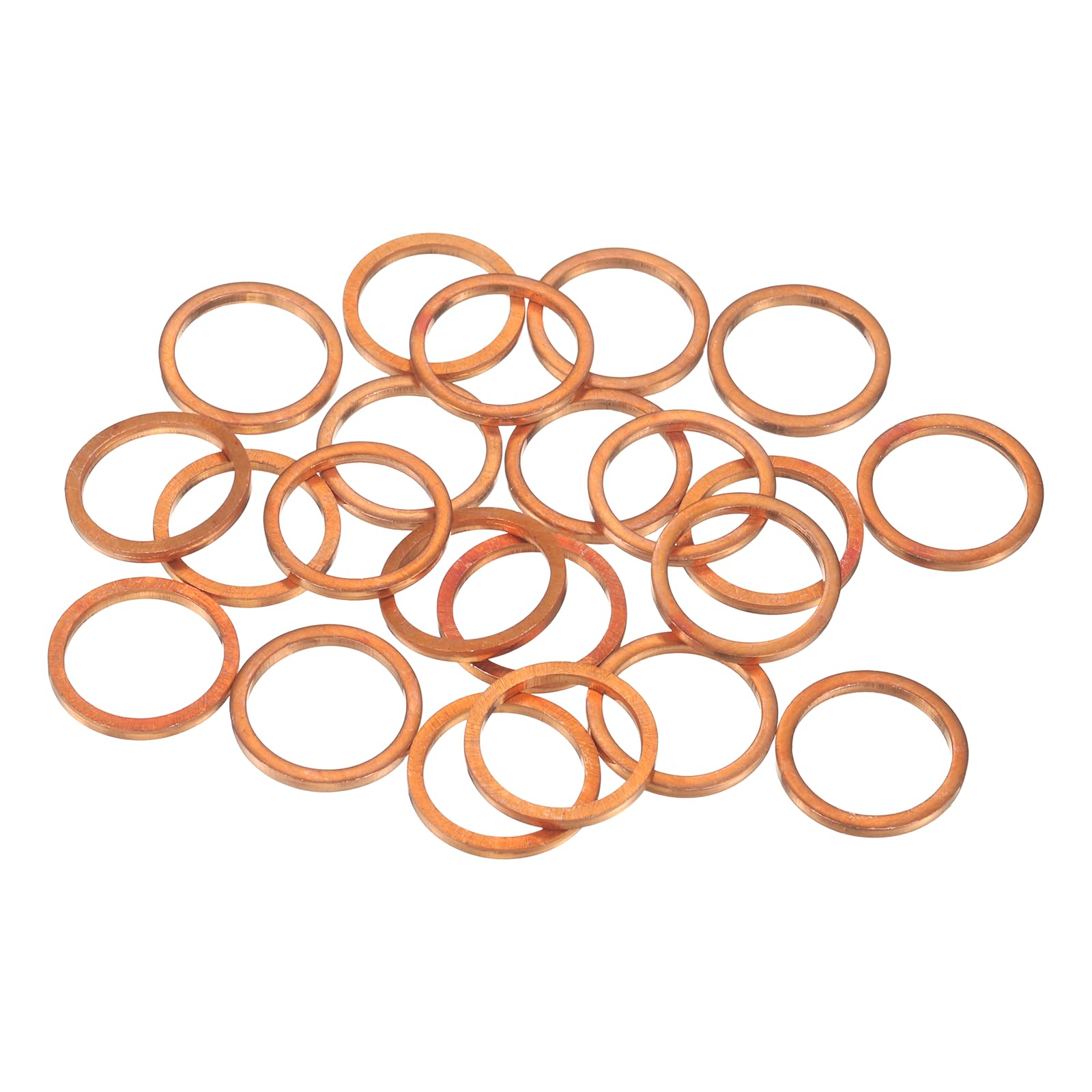 sourcing map 22 Pcs Flat Copper Washers, 16x20x2mm Copper Upgraded Flat Metric Sealing Crush Ring Washers for Hydraulic Fittings Screw Bolt Nut Electronic Repair