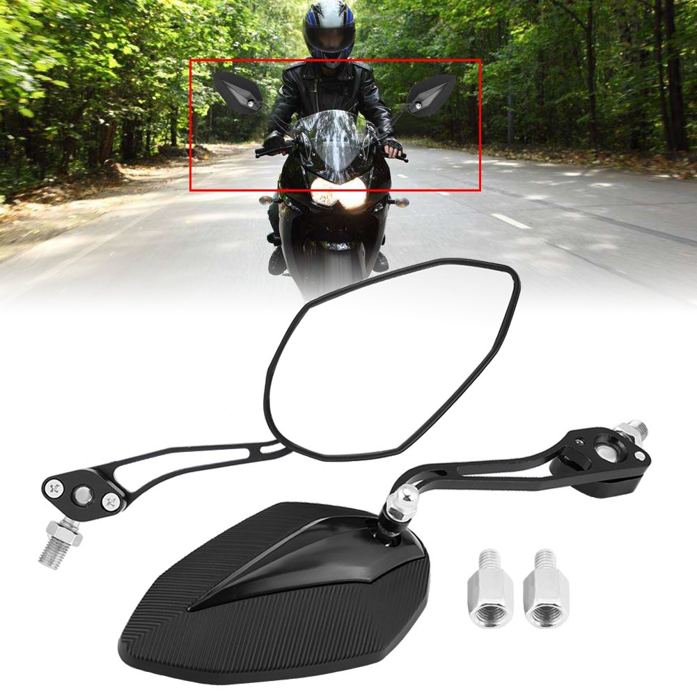 Roller Spiegel---Rückspiegel Für Motorräder, 8Mm 10Mm Universal Aluminiumlegierung + Hartplastik Motorrad Roller Motorrad Rückspiegel Rückspiegel (Links & Rechts)(Schwarz)