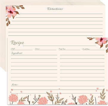 YOJO Floral Recipe Cards, 50 Count Recipe Cards 4x6, Double Sided Thick Cardstock, Recipe Index Cards for Bridal Shower, Wedding Housewarming Gift