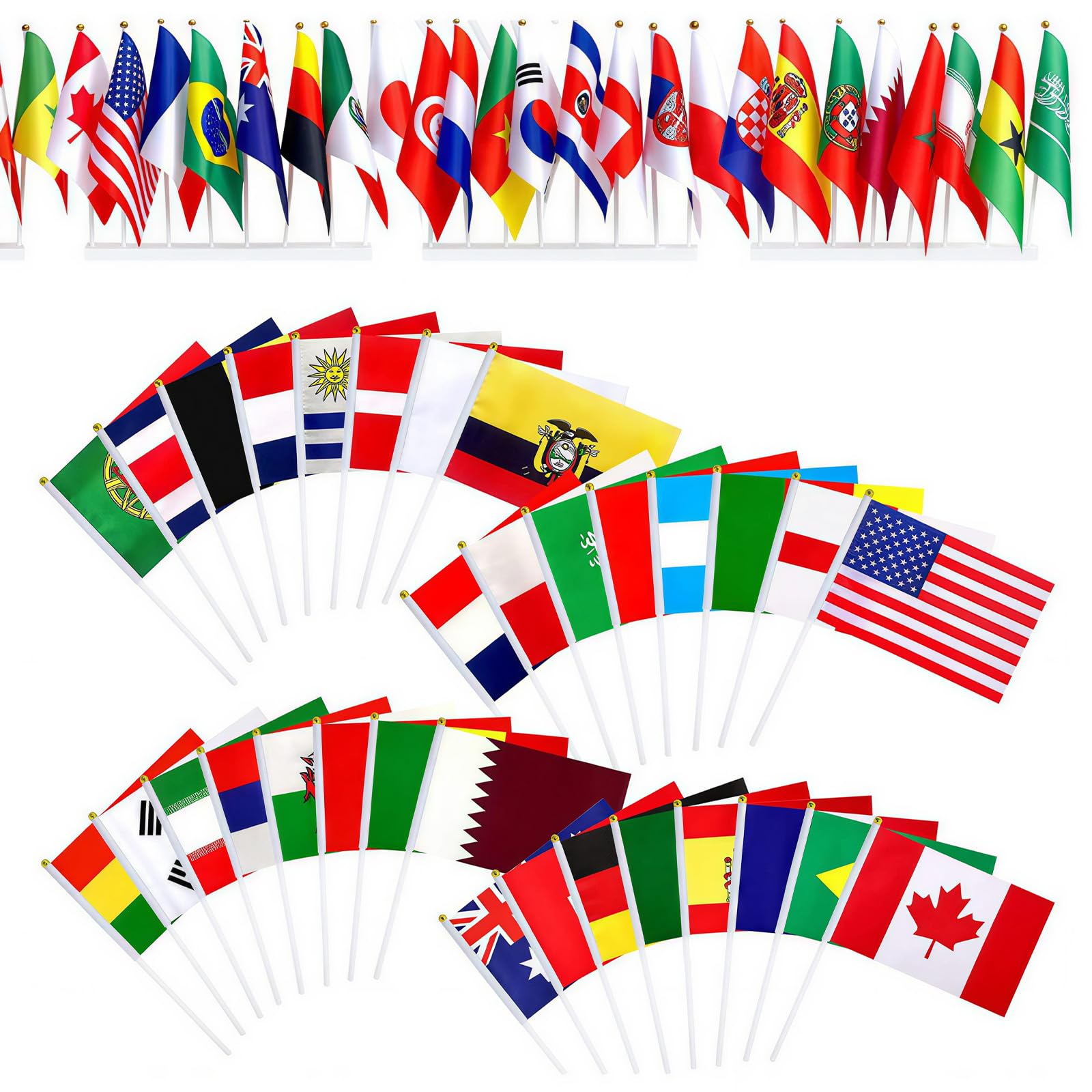 48 banderas de países pequeñas de mano doble cara para Mundial de Fútbol 2026