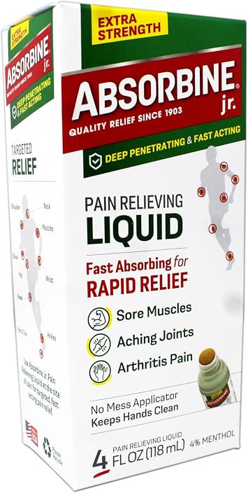 Pain Relieving Liquid - New Extra Strength Formula - 4 Fl Oz (Pack of 3) by Absorbine
