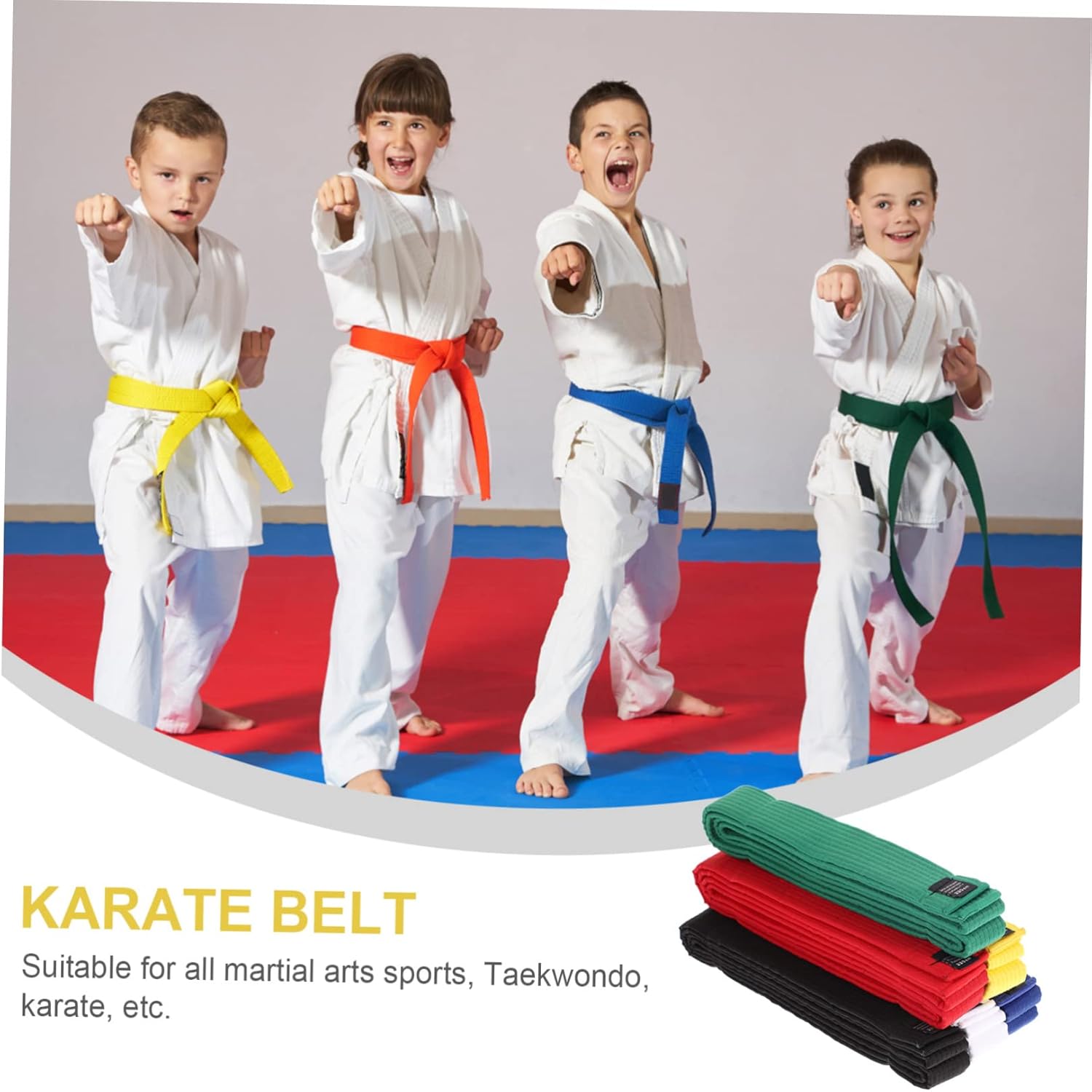 Happyyami 6pcs Cotton Karate Belts Lightweight Waistbands for Taekwondo Martial Arts Training and Grading with Reliable Stitching