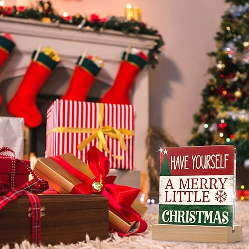 Miniatura 3 de Decoraciones de Navidad para interiores para el hogar, oficina, sala de estar, pasillo, chimenea, estante de acrílico con soporte de madera,