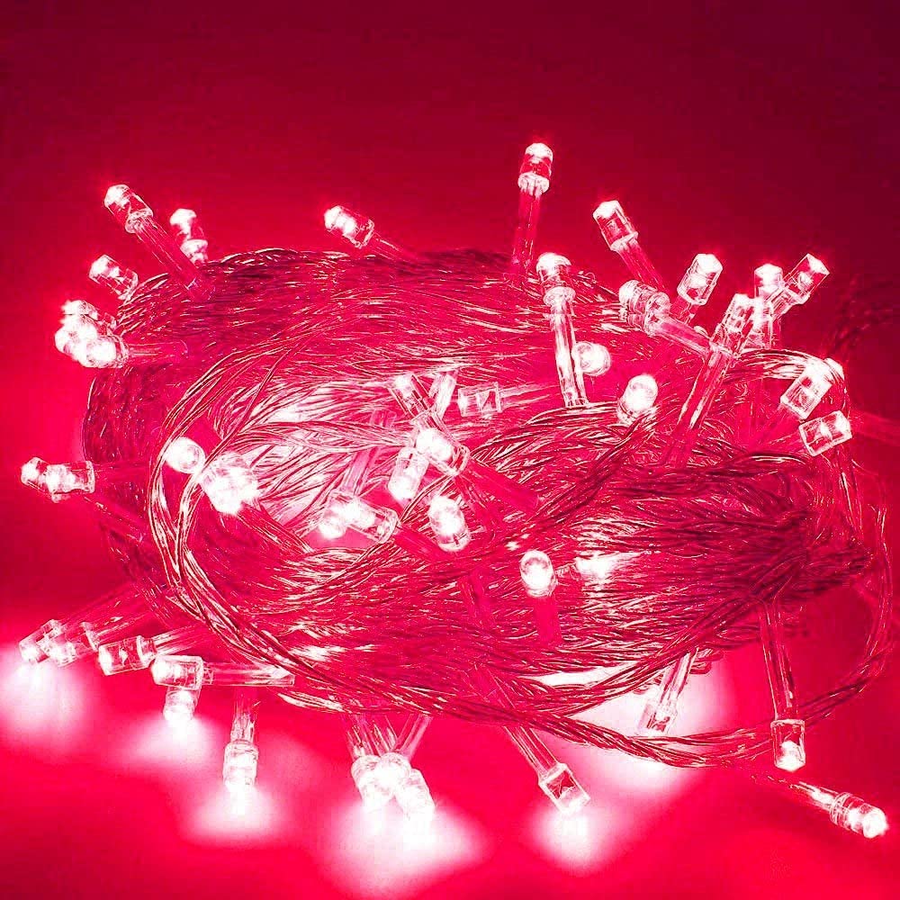 Christmas Fairy Lights, 5M 50 LED Christmas Tree String Lights with 2 Mode Battery Operated for Christmas Tree Party Wedding Garden Decorate (Red)