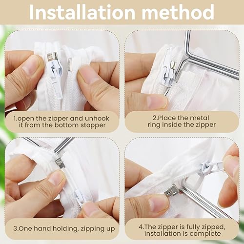 Miniatura 5 de 1 paquete de bolsas coladoras de malla ultra fina, reutilizables con mango de acero inoxidable, filtro para leche de nueces, café, jugo, queso, miel