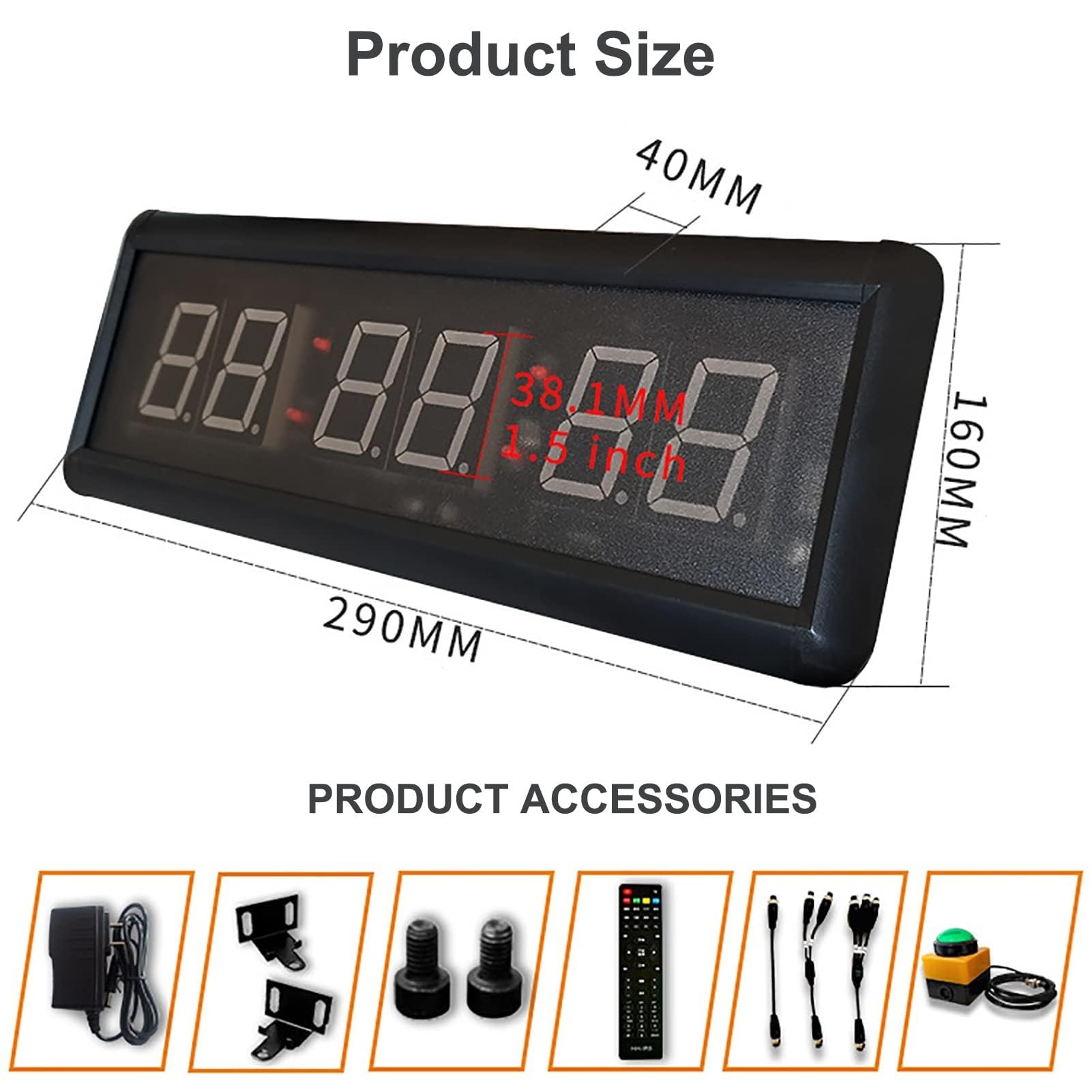 Temporizador de cuenta regresiva con cronómetro, reloj digital LED para entrenamiento de fitness, carreras de velocidad y programas de juegos