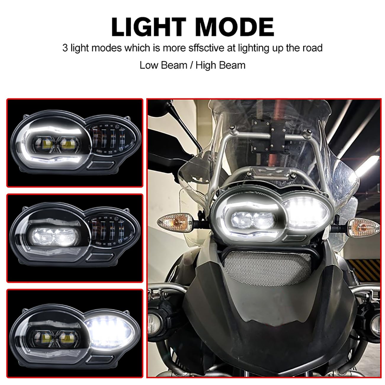 Gruppo faro a LED per BMW R1200GS 2004-2012 Lampada frontale con fari abbaglianti/anabbaglianti DRL