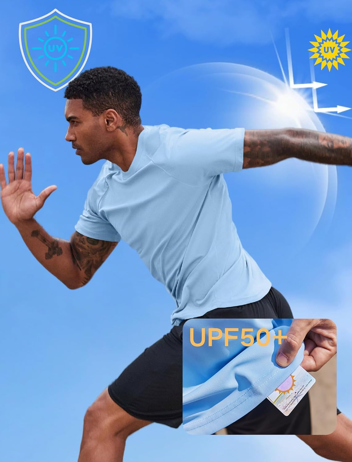 PINSPARK Mens 2 Pack UPF50+ Sun Protection Swim Surf Short Sleeve Athletic Shirts Rash Guard Quick Dry Performance Shirts - Image 5