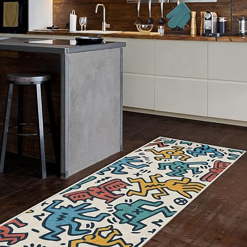 Miniatura 13 de RUGGABLE x Keith Haring - Alfombra lavable, estilo libre, color perla de 5 x 7, resistente a las manchas, antideslizante, con almohadilla estándar