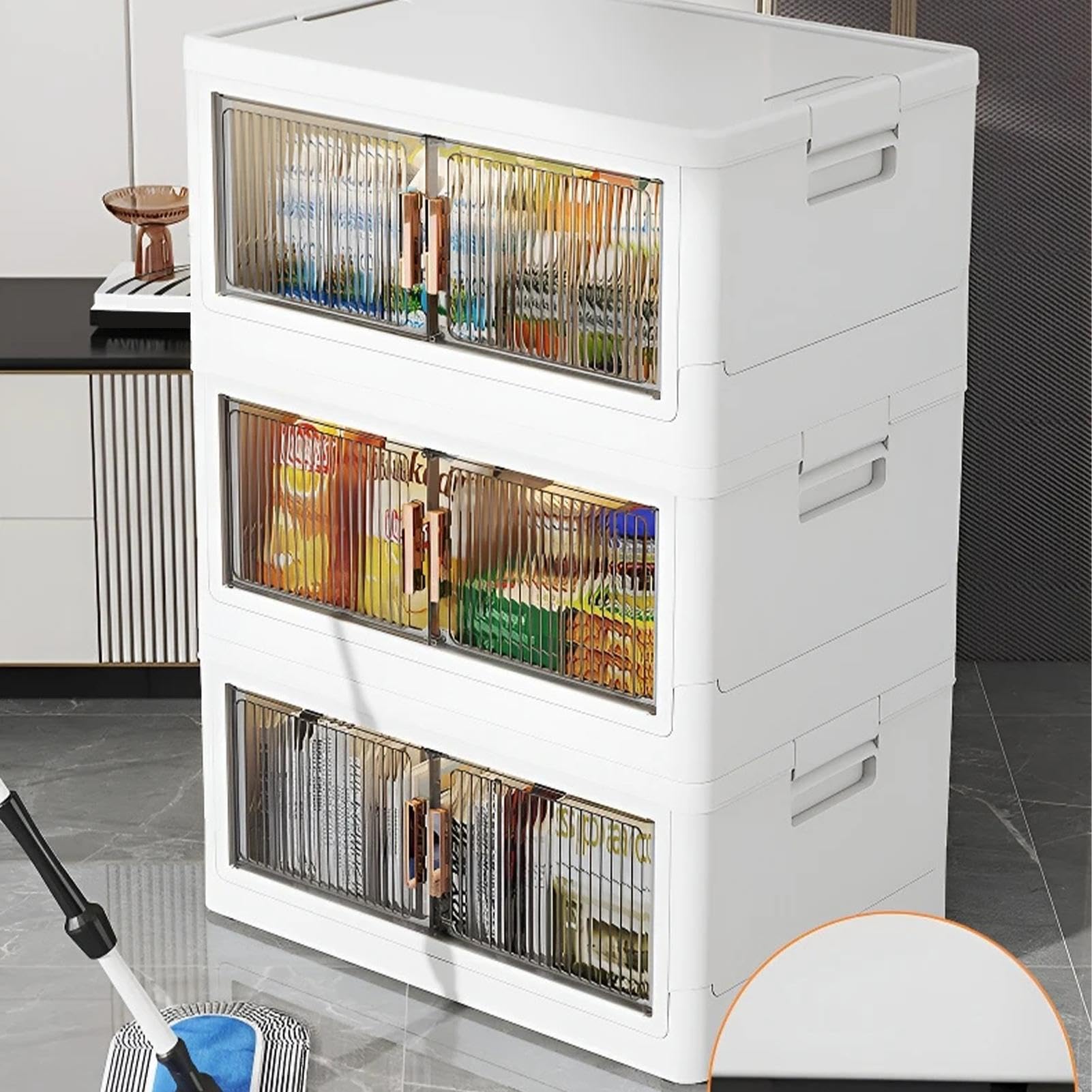 Caja de almacenamiento apilable con tapa, organizadores multiusos para manualidades y almacenamiento | Contenedores de almacenamiento visualizados con tapa con puertas, caja de almacenamiento para | manualidades y almacenamiento | Contenedores de almacena