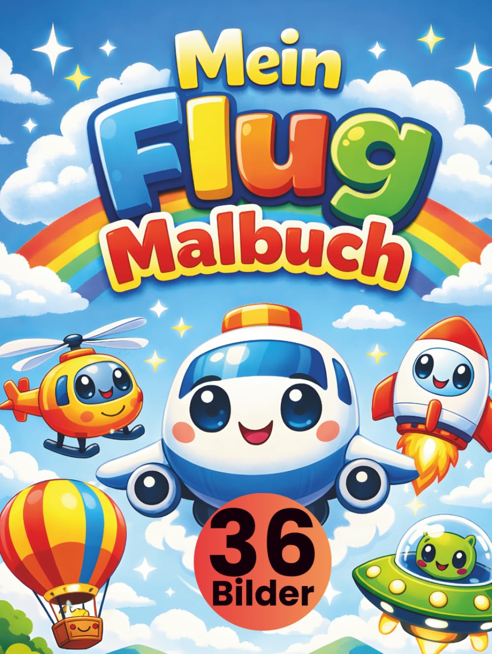 Mein Flug-Malbuch für Kinder ab 3 Jahren: 36 süße Flug-Motive zum Ausmalen – Flugzeuge, Hubschrauber, Flughäfen & mehr • große, einfache Linien • jede ... Kreativität, Feinmotorik & Konzentration