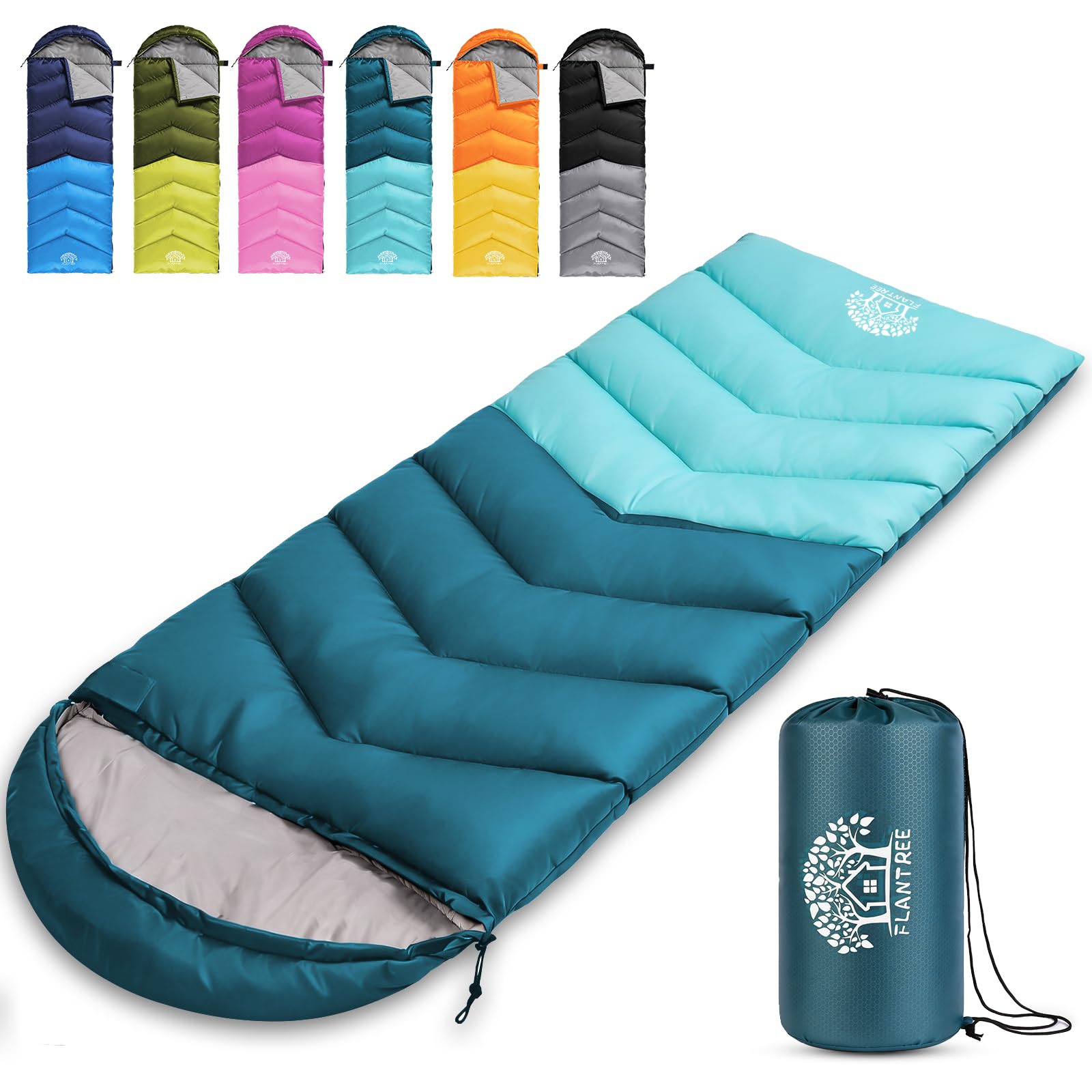 Photo 1 of Flantree Sleeping Bag 4 Seasons Adults & Kids for Camping Hiking Trips Warm Cool Weather,Lightweight and Waterproof with Compression Bag,Indoors Outdoors Activities