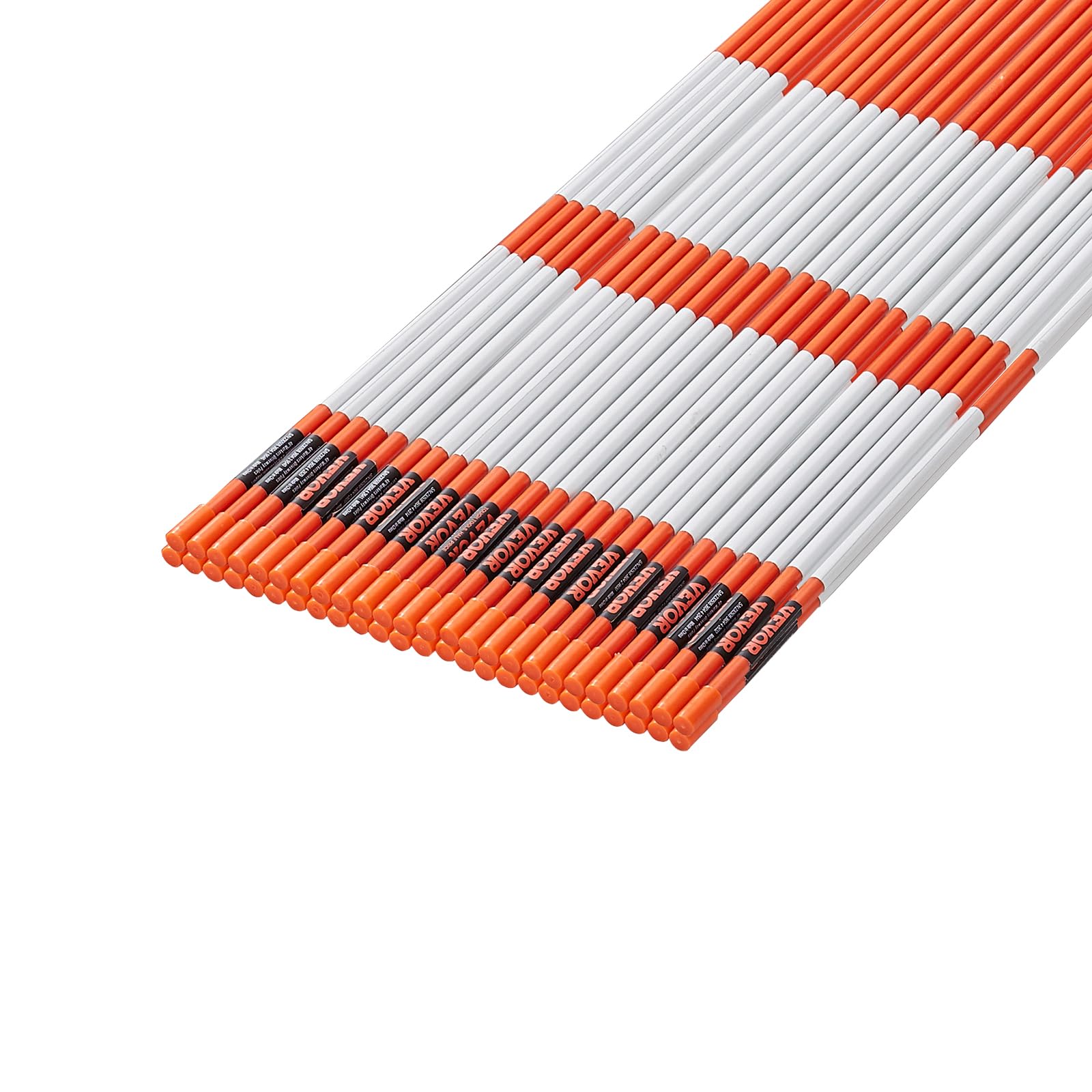 VEVOR 50er-Set Schneestangen 47,8 Zoll (121,5 cm) Auffahrtstangen orange UV-beständige Beschichtung Reflektierende Einfahrtsmarkierung Inkl. 1 Paar Schutzhandschuhe und 1 extralangen Stahlbohrer