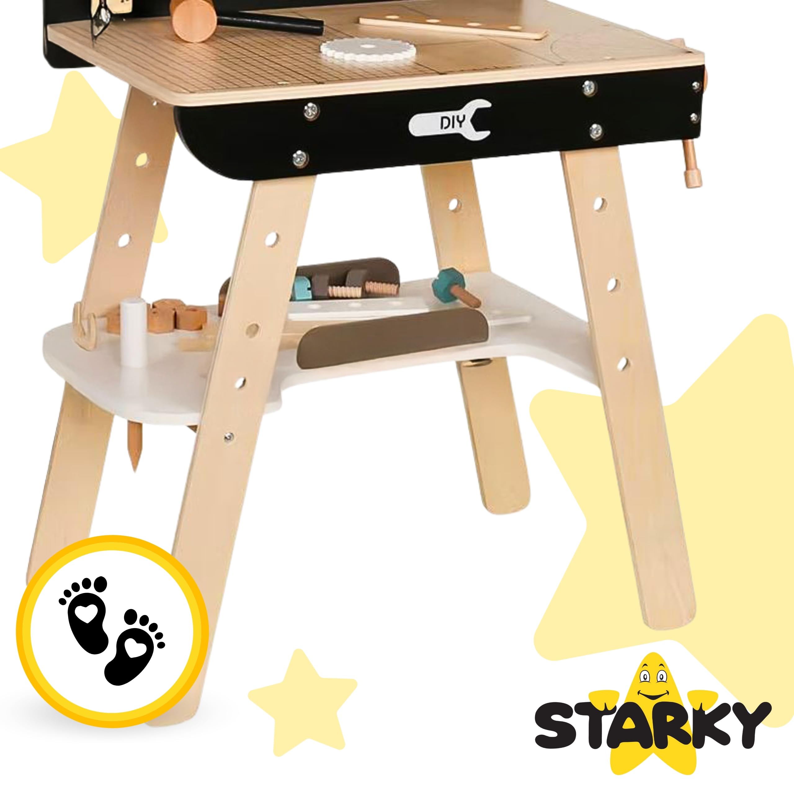 ZOLTA Kinder Werkbank aus Holz mit Werkzeug Set Spielzeug ab 3 Jahre Montessori Lernspielzeug Werkstatt mit Tafel Schrauben Zubehör für Jungen und Mädchen Motorikspielzeug Geschenk ab 3 4 5 Jahre
