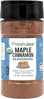 FreshJax Organic Maple Cinnamon Topping (7.6 oz) – Sweet Maple Spice for Coffee, Popcorn & Baking, Gourmet Seasoning