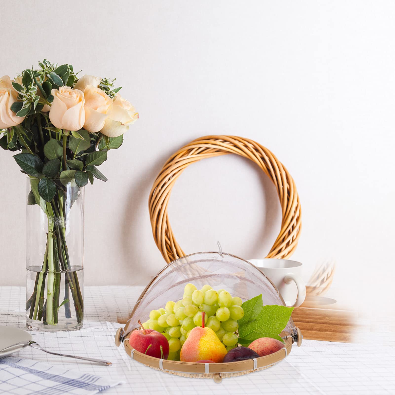 CALLARON Cestini Intrecciati in Bambù Naturale 2 Pezzi Pala Decorativa per Frutta e Verdura, Design Rustico Funzionale per Cucina e Ristoranti Dimensioni Piccole