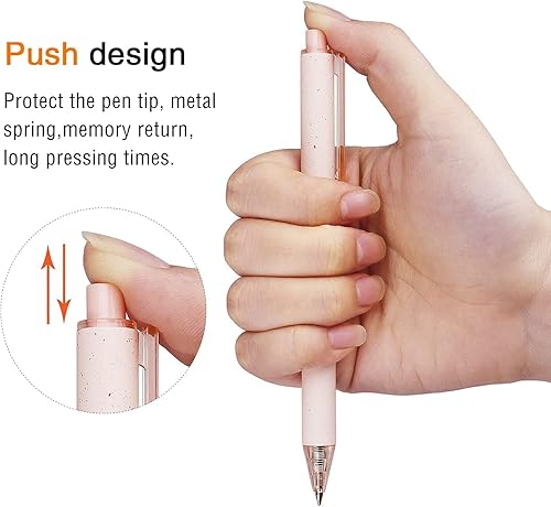 Miniatura 9 de Paquete de 12 bonitos bolígrafos de tinta negra para tomar notas, escritura y bolígrafo de gel retráctil, tinta de secado rápido de 0.020 in, punta