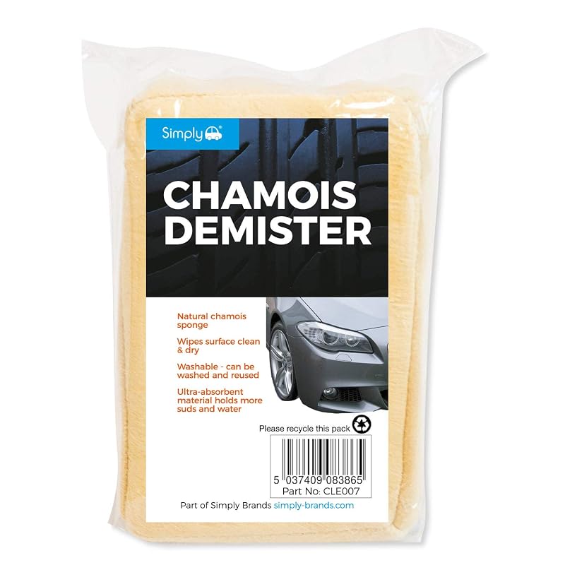 Esponja de camurça natural Simply CLE007 para lavagem e secagem automotiva, reutilizável, cor creme