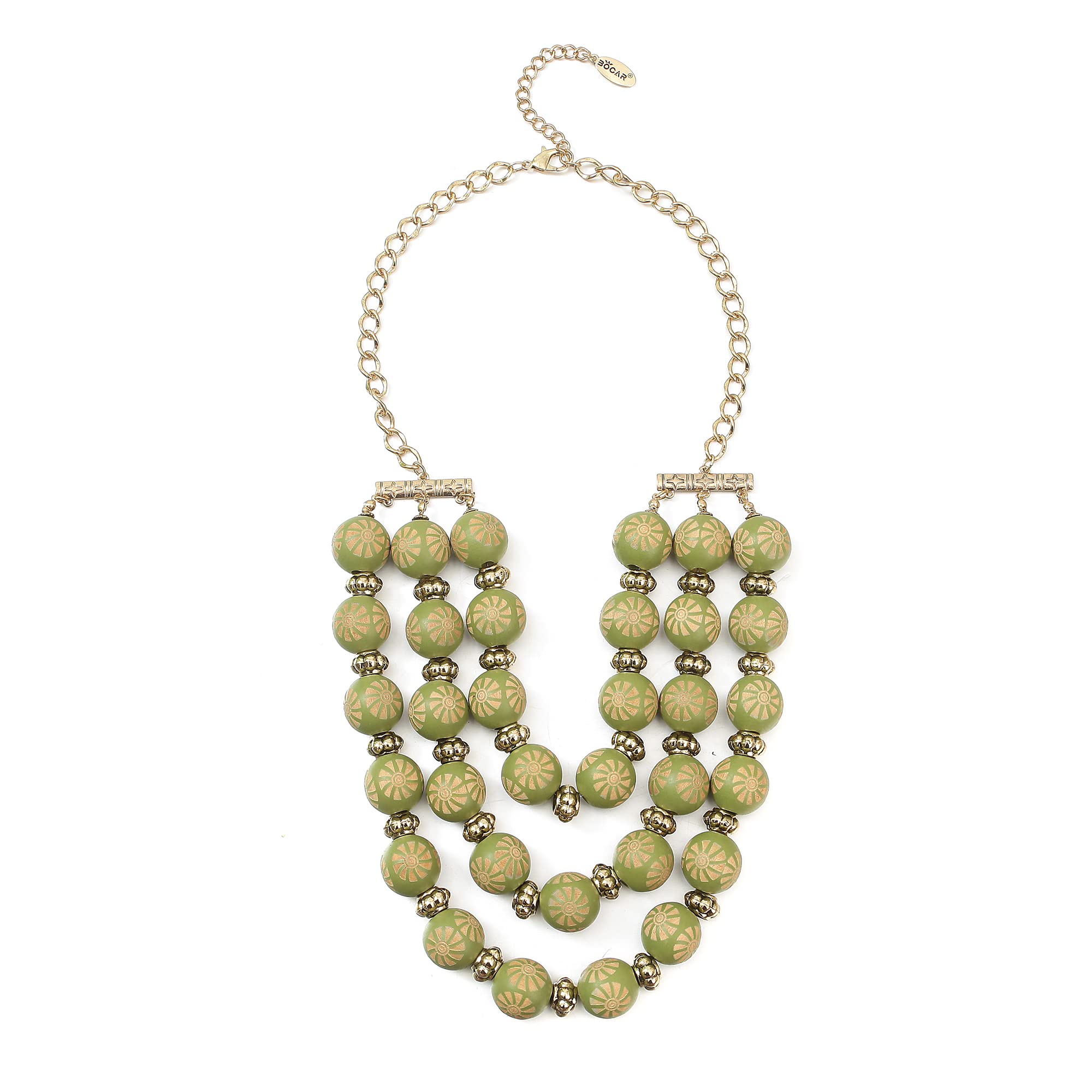 Bocar Multi Layer Chunky Beaded Statement Necklace 3 Row Costume Chain Necklace for Women Fahion Jewelry