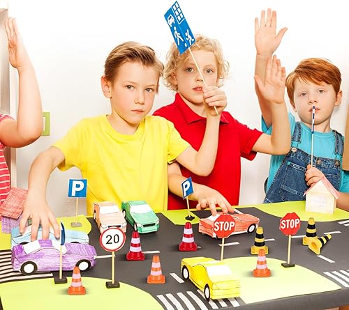 Miniatura 3 de NUOBESTY 30 mini conos de tráfico de plástico, pequeños conos de simulación de seguridad para entrenamiento de carreteras, conos de carretera en