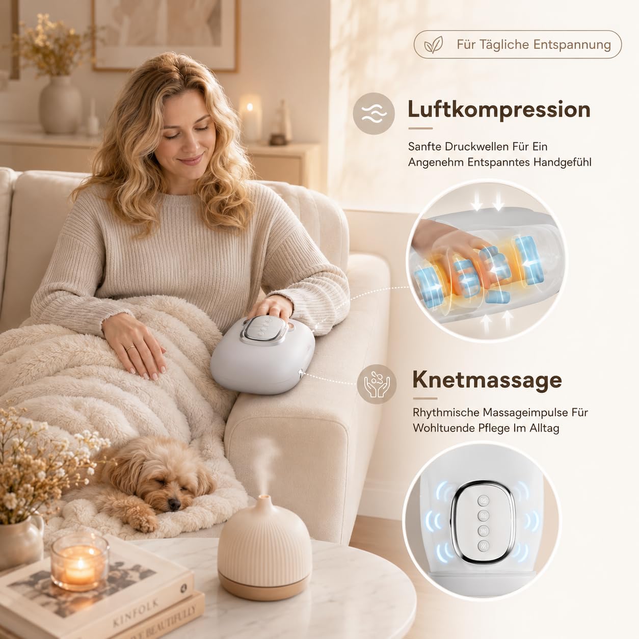 Cavirelle Handmassagegerät Bei Arthritis - Handmassagegerät Arthrose Für Finger Handflächen Mit Wärmetherapie Druckmassage Und Mehreren Modi