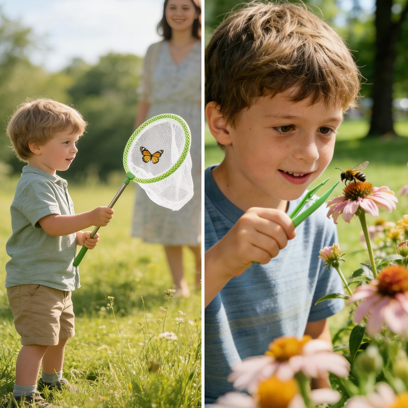 Conjunto Explorador al Aire Libre Kit de Exploración para Niños, Incluye Red para Mariposas, Recipiente para Insectos, Atrapador de Insectos, Caja de Observación, Pinzas para Insectos