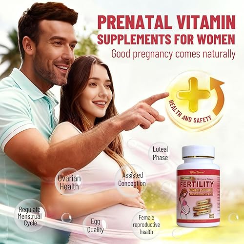 Miniatura 2 de Tabletas de fertilidad para mujeres, suplementos vitamínicos prenatales femeninos, apoyo a la ovulación y la concepción, 60 tabletas